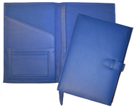 Blue Leather Junior Pad Holder with Ivory Pad